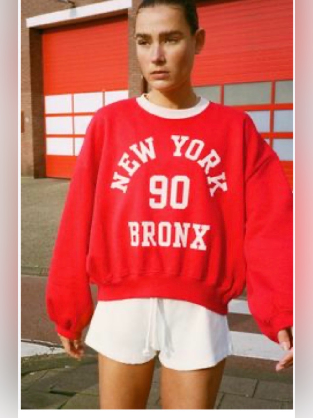 ZARA Red 'New York 90 Bronx' Graphic Pullover Sweatshirt size small